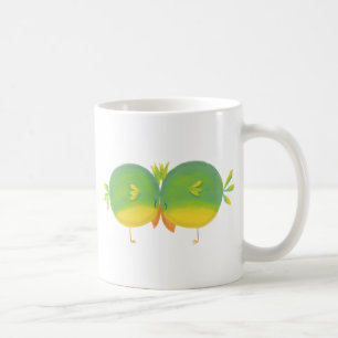 Caneca De Café Belas Pássaros De Amor Com Cartoons