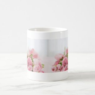 Caneca De Café Belas Rosas Cor-de-Rosa Flor Floral