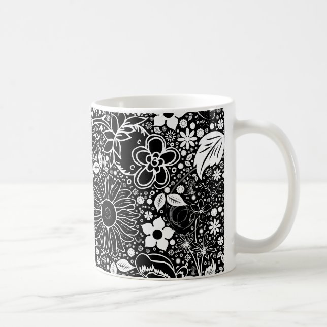 Caneca De Café Beleza Botânica Black n White Coffee Mug (Direita)