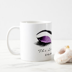 Caneca De Café Beleza de Extensão Eyelash Glitter Roxo Magenta