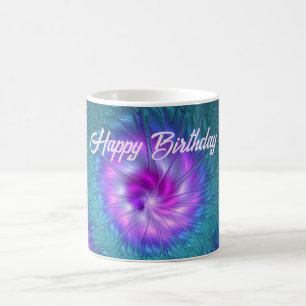 Caneca De Café Beleza Floral Abstrata Arte Fractal Colorida Flor