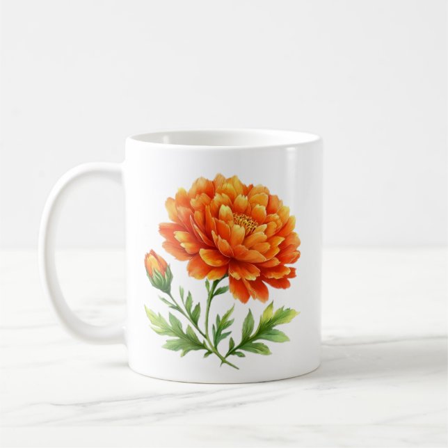 Caneca De Café Beleza floral laranja Groovy. (Esquerda)
