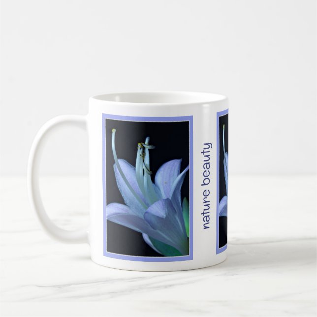 Caneca De Café Beleza Personalizada da Natureza Flor Hosta em Azu (Esquerda)