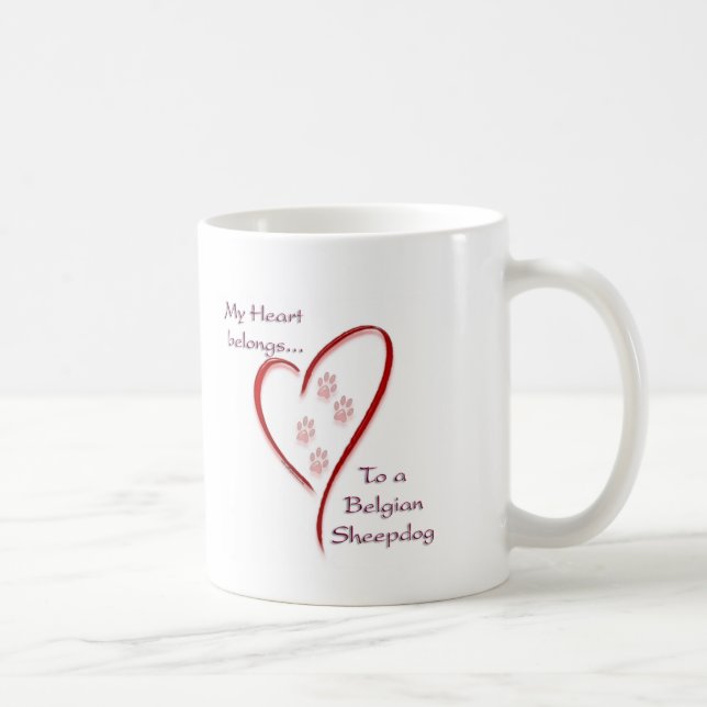 Caneca De Café Belga: Coração de Sheepdog Pertence (Direita)