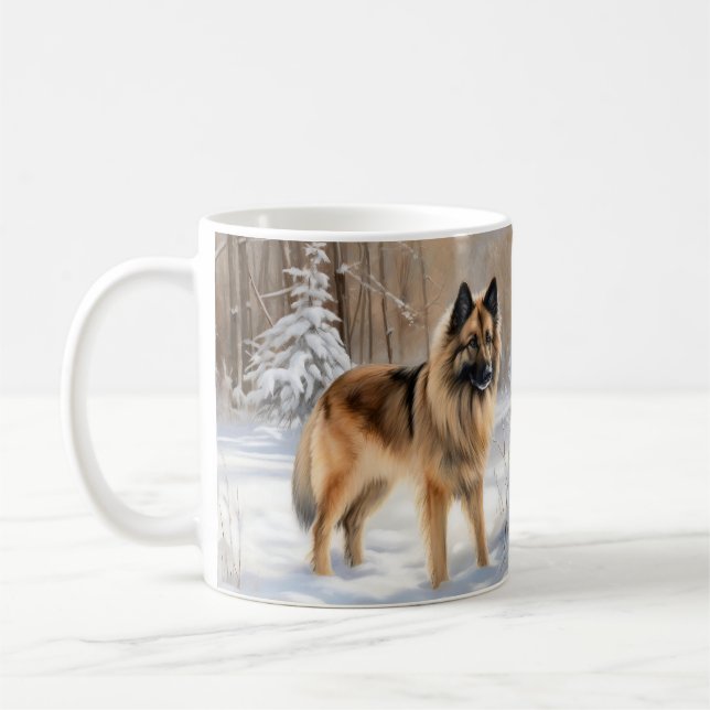 Caneca De Café Belgian Tervuren Deixe Nevar Natal  (Esquerda)