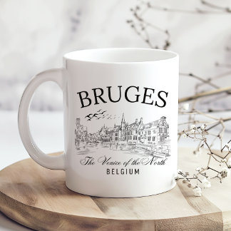 Caneca De Café Belgium Bruges Retro – European Canal City