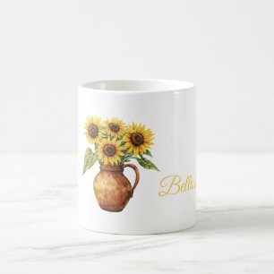 Caneca De Café Belíssima (bonita) Girassóis em Vaso