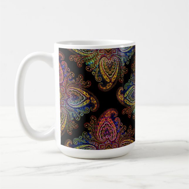 Caneca De Café BELÍSSIMO PAISLEY em Preto (Esquerda)