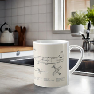Caneca De Café Bell X-1 - Planos de Impressão Blueprint de Avião