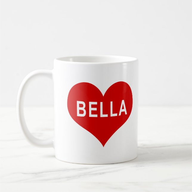 Caneca De Café BELLA NAME Coração de Amor Vermelho (Esquerda)
