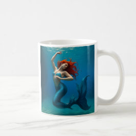 Caneca De Café Belle sirène aux cheveux auburn
