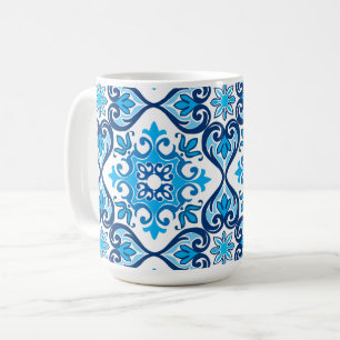 Caneca De Café 💙 🤍 Belo azul - Azulejos X branco,