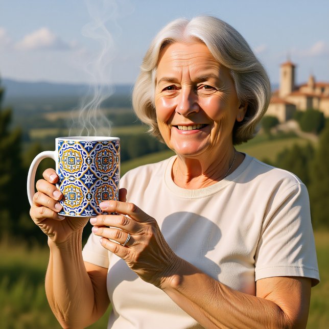 Caneca De Café 💙 Belo azulejo Azulejos IV  ( Beautiful blue Azulejos Small tile Coffee Mug)