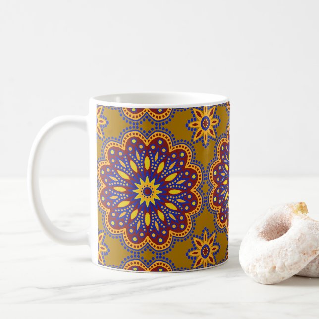Caneca De Café Belo Azulejo Boho Talavera (Com Donut)