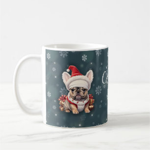 Caneca De Café Belo Bulldog Francês Santa Hat Feliz Natal