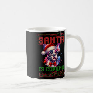 Caneca De Café Belo Bulldog Francês Santa Hat Holly de Natal