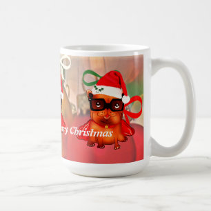 Caneca De Café Belo cão papai noel com chapéu de Santa