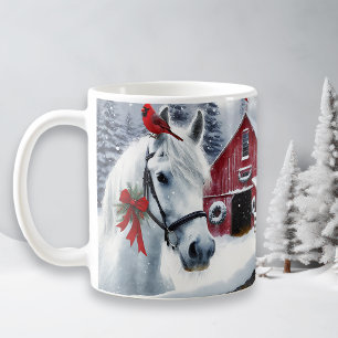 Caneca De Café Belo Cavalo de Férias com Cardeal