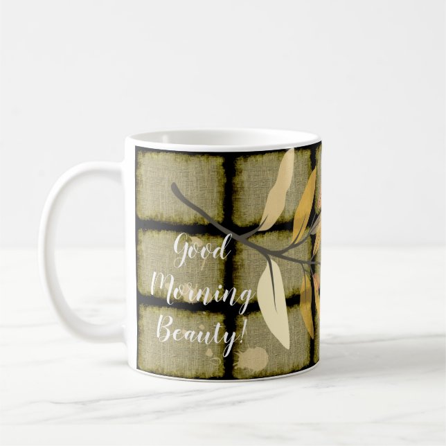 Caneca De Café Belo Deco de Arte com Folhagem Clássica (Esquerda)