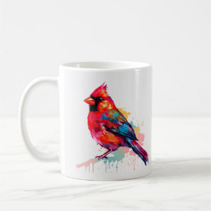 Caneca De Café Belo desenho de aquarela cardinal vermelho