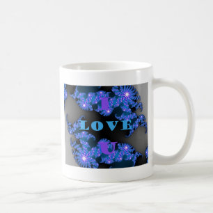 Caneca De Café Belo Design de Texto de Amor Azul Galático,