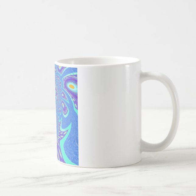 Caneca De Café Belo design de vetor de caleidoscópio azul ciano (Direita)