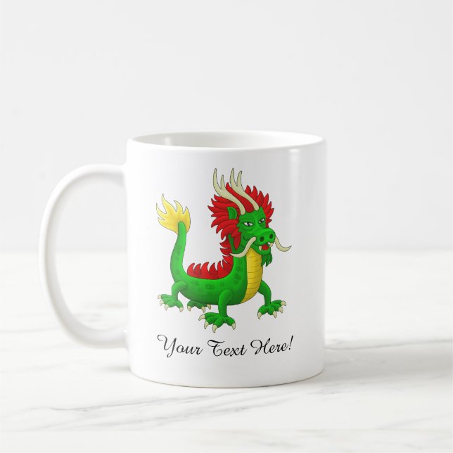Caneca De Café Belo Dragão Chinês Desenhado à Mão (Esquerda)