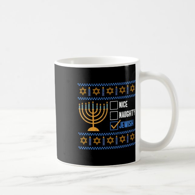 Caneca De Café Belo e malvado Judeu Ugly Hanukkah - Hanukkah (Direita)