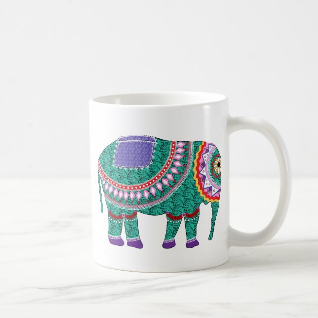 Caneca De Café Belo Elefante Ornamentado (Direita)
