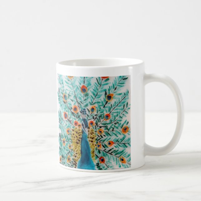 Caneca De Café Belo Emerald Green Turquoise Peacock (Direita)