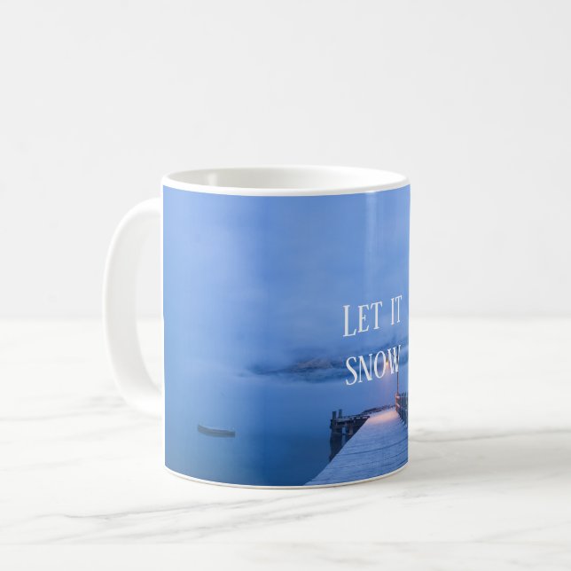 Caneca De Café Belo Lago de Inverno com citação (Frente Esquerda)