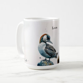 Caneca De Café belo leão em uma rocha de aquarela
