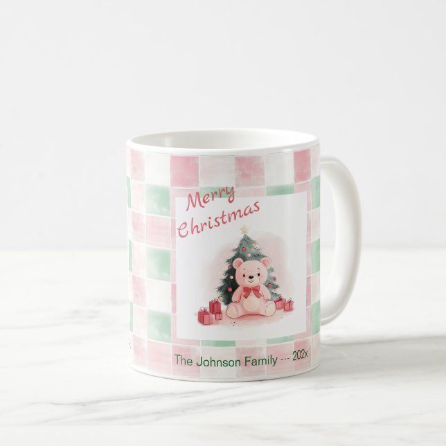 Caneca De Café Belo Natal do Urso Rosa (Frente Esquerda)