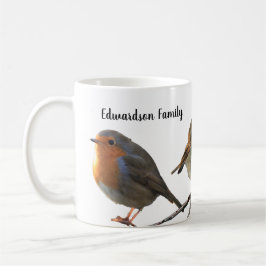 Caneca De Café Belo nome da família Robin Pássaros Vermelhos