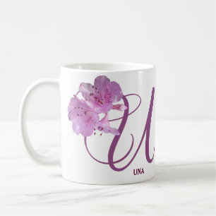 Caneca De Café Belo nome personalizável Una, bonito cor-de-rosa f