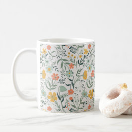 Caneca De Café Belo Padrão Botânico Floral