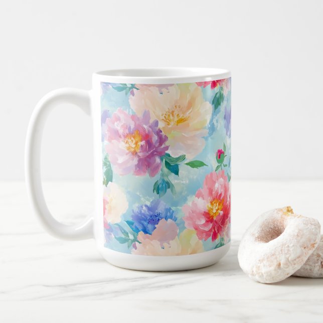 Caneca De Café Belo padrão da flor (Com Donut)