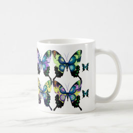 Caneca De Café Belo padrão de borboletas vívidas e legantes