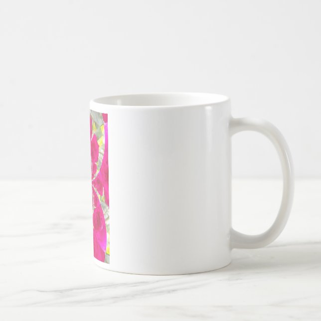 Caneca De Café Belo padrão de caleidoscópio em Rosas vermelhas (Direita)
