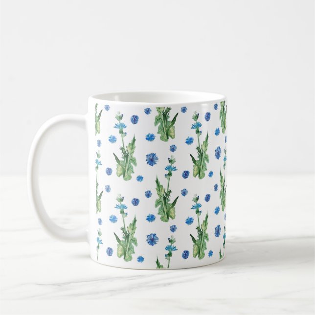 Caneca De Café Belo padrão de flores de aquarela (Esquerda)