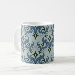 Caneca De Café Belo padrão étnico de Damasco pontilhismo