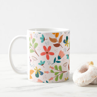 Caneca De Café Belo Padrão Floral