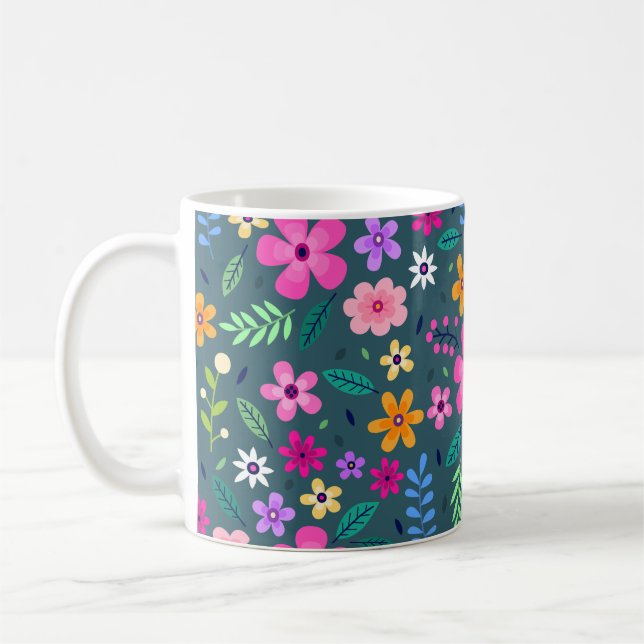Caneca De Café Belo Padrão Floral (Esquerda)