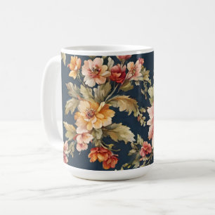 Caneca De Café Belo Padrão Floral Italiano