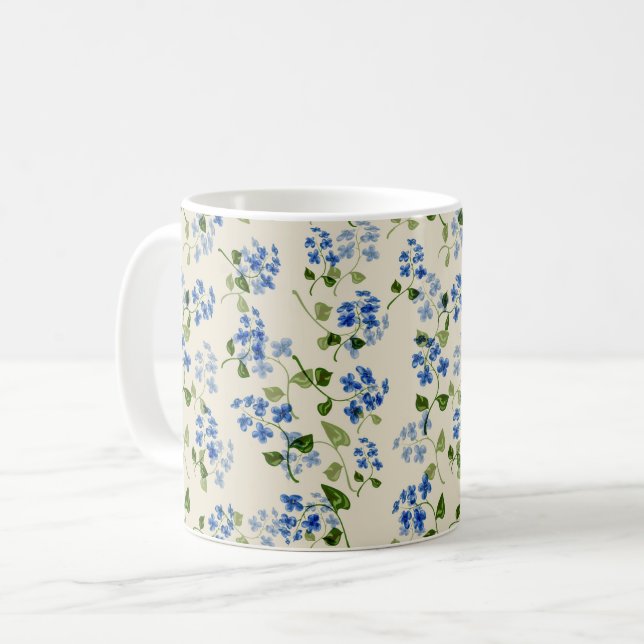 Caneca De Café Belo padrão floral sem descontinuidades esqueça-me (Frente Esquerda)