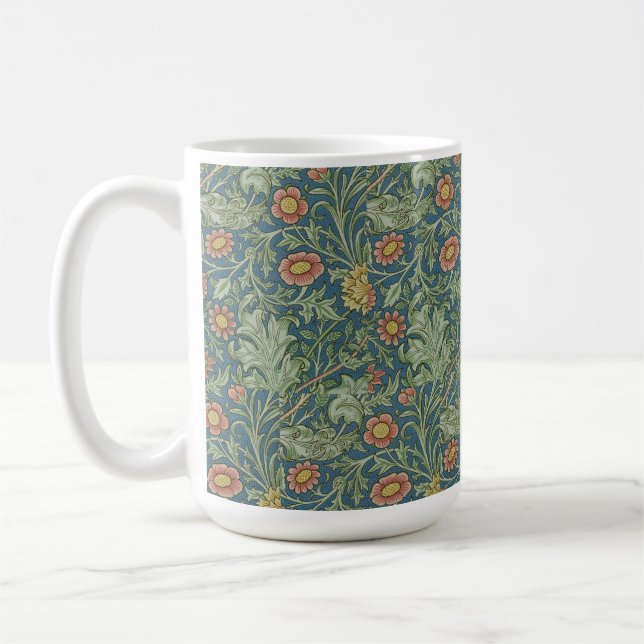 Caneca De Café Belo Padrão Floral William Morris Green Pink (Esquerda)