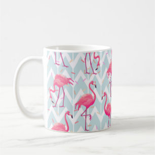 Caneca De Café Belo padrão tropical sem costura com flam rosa
