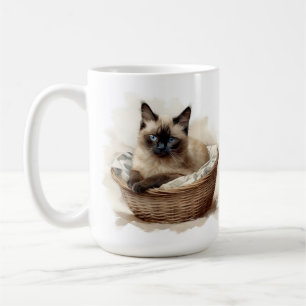 CANECA DE CAFÉ BELO PONTO DE SEAL SIAMESE KITTEN NO BACALHETE