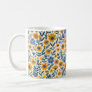 Caneca De Café Belo Primavera Amarelo Azul Girassol