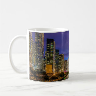 Caneca De Café Belo rio Chicago em Sunset, Illinois
